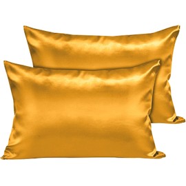 Moonlight Bedding Ochre Satin Pillowcases 2 Pack – Soft & Smooth Feels Like Silk Pillowcases for Hair and Skin Care