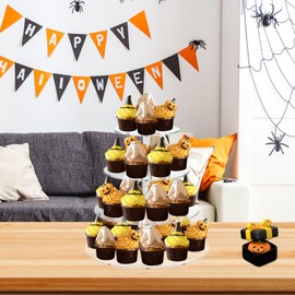 SOQKEEN 4 Tier Acrylic Cupcake Stands for Dessert Table Cupcake Tower for Wedding Birthday Afternoon Tea Theme Party Decoration