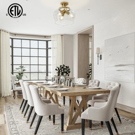 VONLUCE Semi Flush Mount Ceiling Light, 13.8" Ceiling Light Fixture with Clear Glass Shade, E26 Base, 3-Bulb Industrial Lighting Fixture for Hallway Entryway Bedroom, Brushed Gold, ETL Certificated