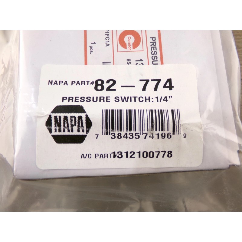 NAPA Air Compressor Pressure Switch 1/4", Part# 82774, New S4