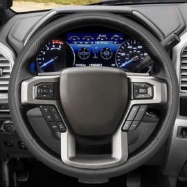 MEWANT Hand Sewn 3D Style Steering Wheel Cover Wrap for Ford F-150 F150 2015-2020 / F-250 F250 2017-2022 / F-350 F350 2017-2022 / F-450 F450 2017-2022 / Expedition 2018-2021