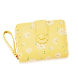 LZSXDWXY Women's Wallet, Fashion Cute Daisy Flowers Print Wallets with Exterior Zipper Around Coin Purse Bifold Bill Wallet with Credit Card Holder Id Window