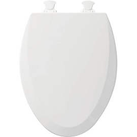 Bemis Toilet Seat, Easy Clean & Change Hinges, Elongated, Enameled Wood, White