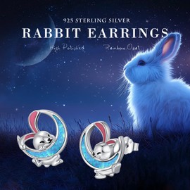 Animal Earrings Women's 925 Sterling Silver Fox / Rabbit / Koala / Pig Hoop Earrings Huggie Small Hoop Earrings Animal Jewellery Mother's Day Gift for Women Girls Children, Sterling Silver, Cubic