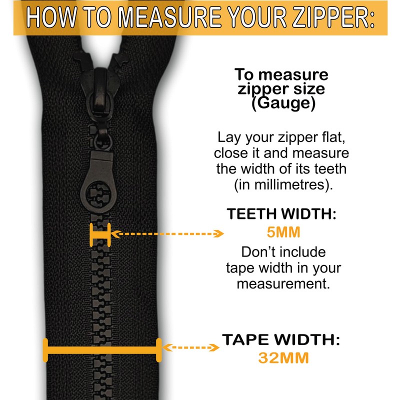 Black Chunky Zip Open-End Fastener Single Slider One Way Resin