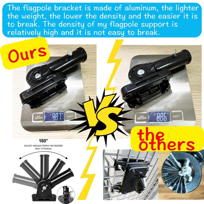 No Drill Flag Pole Holder for Railing,Flag Pole Mount for