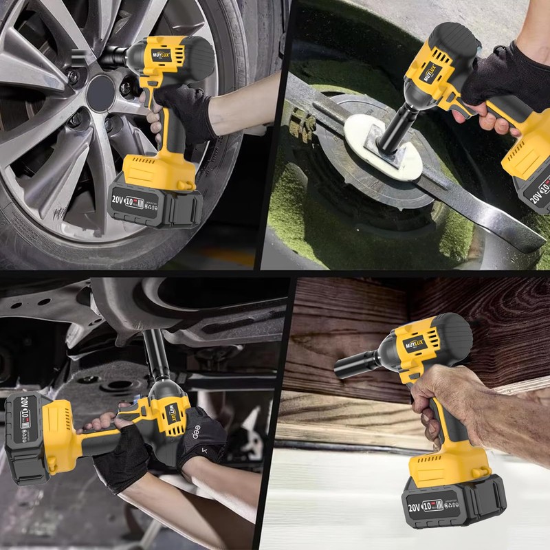 Muylux 4.0Ah Battery Cordless Impact Wrench, Brushless 1/2 Impact Gun,