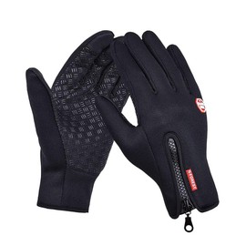 Winter Touchscreen Gloves for Outdoor Sports Windproof Anti-Slip Gloves for Cycling Running Hiking Climbing Skiing Adjustable Size for Men and Women - Color: Black, Size: Small