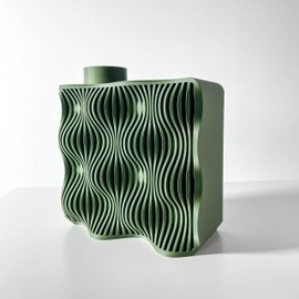 Tafunker Green Plastic Vase with Wavy Pattern, Living Room Ornaments Vase, Dry flower vase (Green, M)…