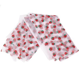 letsinstyle 3 Yards 59 Zoll Breite Erdbeer Tüll Stickereistoffe Netzstoff Aus Tüll Mit Fruchtstickerei Spitzenband Nähzubehör Für Röcke Kleider Party Dekoration