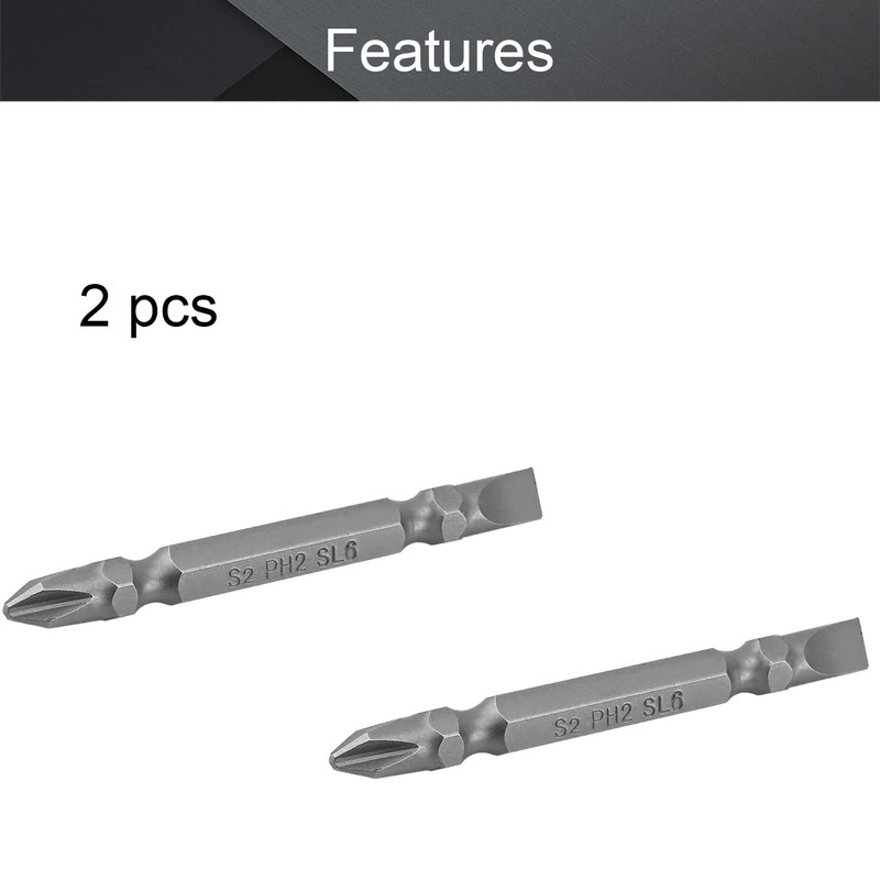 Utoolmart 2Pcs Magnetic Double Head Screwdriver Bits PH2/SL6, 1/4 Inch