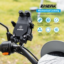 EMERK Motorcycle Phone Mount - Anti-Shake Phone Holder with Vibration Dampener Fits 4.7''-7.2'' Smartphones, Adjustable Heavy-Duty Handlebar Mount for Bike Bicycle Scooter ATV (0.5''-1.3'' Handlebars)