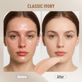 FV 2 Pack Waterproof Foundation, Lightweight & Medium Coverage Foundation with Matte Finish, Oil Control Long Lasting Liquid Foundation Makeup for Oily Normal Skin (Classic Ivory, 1.05 fl.oz)