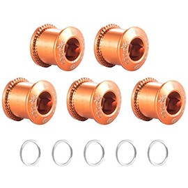 Chooee Single/Double Bike Chainring Bolts, M8 Bicycle Chain Ring Bolts and Nuts For MTB/Mountain Bike/Road Orange