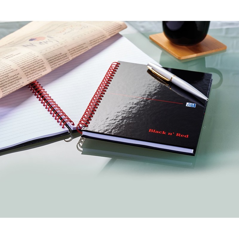Oxford Black n' Red Ruled A-Z Wirebound Hardback A5 Notebook,