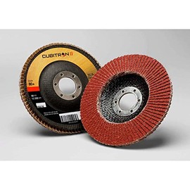Cubitron II Flap Disc 967A - 80+ Grit Ceramic Precision Shaped Grain - Type 29 Angle Grinder Disc - Metal Grinding - 4.5' x 7/8' Arbor Hole , Brown