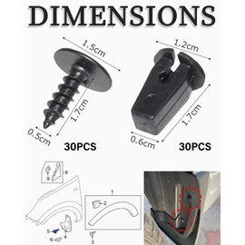 WUNZILO Pack of 30 self-tapping screws, M5 x 16 mm, black body screws, N90974701, J207 + K50, screws, self-tapping metal for car, mudguard, wheel cover, bumper