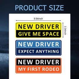 Anyhut 3 PCS Stickers Non-Magnet, 9.84" x 3.34" New Driver Stickers for Car, Funny Phrases New Driver Reflective Bumper Sticker Set, Universal for Most Cars, Trucks, SUVs (Non-Magnet)