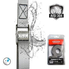 PONSA T25 INOX – Lashing Straps with Stainless Steel Clamping Lock – Fastening Straps 3 m x 25 mm – Rustproof Tie Down Straps – Real Break 650 kg (in Shackle Shape)