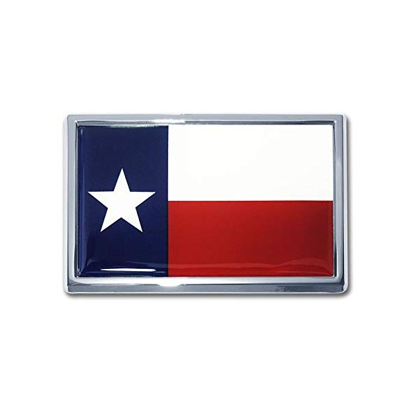 Elektroplate Small Texas Flag Chrome Auto Emblem