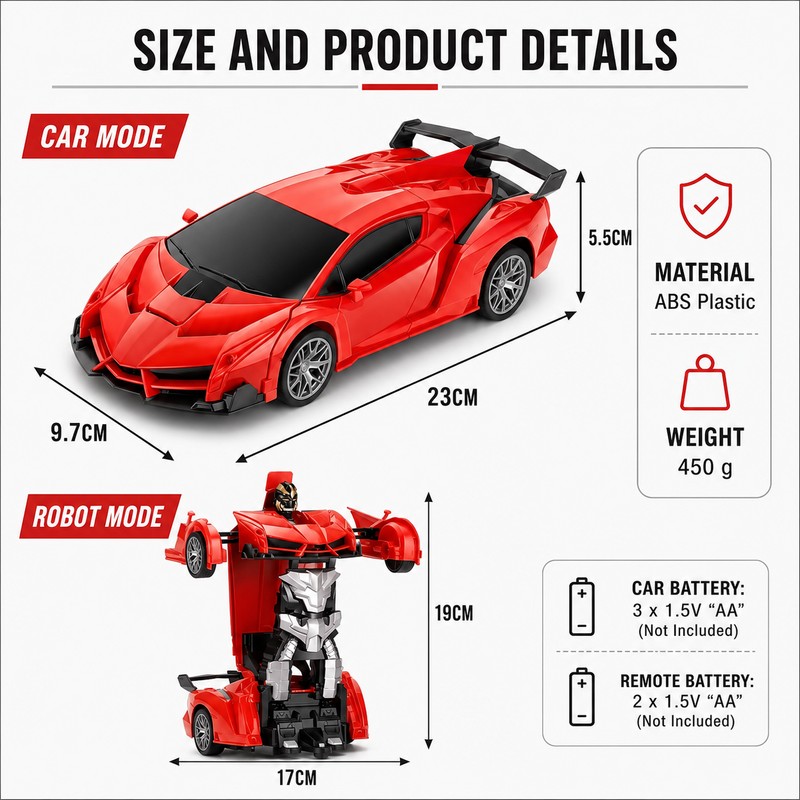 2.4GHz RC Transforming Car Robot Toy – One-Button Deformation Racing