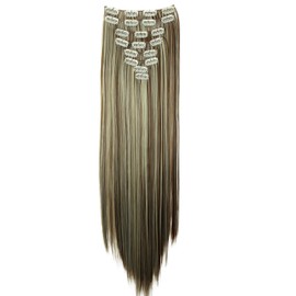 CAISHA XXL 24" 8 Pieces Set Clip In Extensions Hair Extension Hairpiece Straight Brown Blond Mix CES15