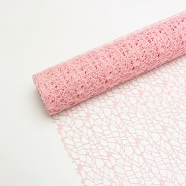 CURTEK 10 Sheets Korean Style Flower Wrapping Paper 19.5x26'' Jacquard Net Mesh Openwork Floral Wrapping Paper Valentine's Day Florist Bouquet Supplies,for DIY Crafts Bouquet Gift Packaging (Pink)