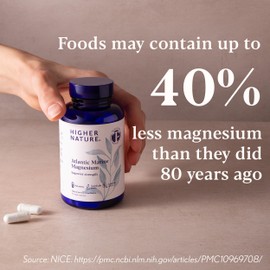 Higher Nature Atlantic Marine Magnesium Supplement 300mg - Natural Source - True Food® Formula - High Strength Magnesium Supplements - Enhance Calm, Support Bone, Muscle, Sleep & Energy - 30 Capsules