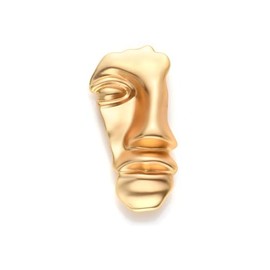 Vintage Mask Brooch Minimalist Metal Figure Face Pin for Women Men-gold