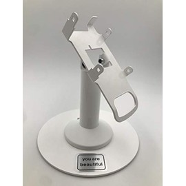 Discount Credit Card Supply DCCStands Dejavoo Z3/Z6 Freestanding Swivel and Tilt Terminal Stand (White) with Round Plate and You are Beautiful Sticker - Fits Dejavoo Z6 HW # v1.3