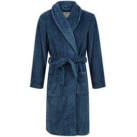 John Christian Men's Blue Herringbone Fleece Robe (XXL)