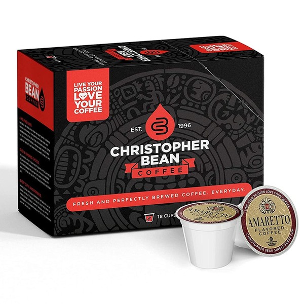 Amaretto - Taza de café con diseño de Christopher Bean Coffee K, para Keurig Brewers (18 unidades en caja)