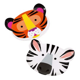 Talking Tables 12 x Safari Jungle Zoo Animal Shaped Party Plates with Tiger & Zebra designs, Ideal for Birthday Parties