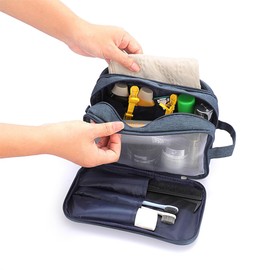 YLUNWUDE Travel Toiletry Wash Bag Dry & Wet Separation Men Dopp Kit Bag Gym Shaving Organiser Bag with 3 Compartments (Dark Blue)
