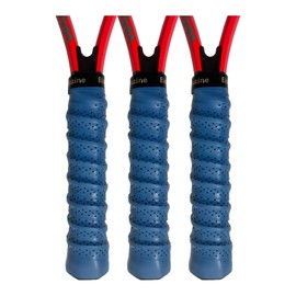 Buluzine Racket Grip Tacky Tennis Grip Absorbent Anti-Slip Badminton Overgrip Pickleball Overgrip with Damping Ridges Overgrips 3pcs Blue
