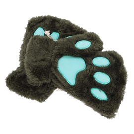 Women Girls Warm Half Finger Plush Gloves Mittens Cute Bear Cat Dog Paw Gloves Fingerless Mittens Hanging Neck Gloves Mittens with Anti-lost String Hand Warmer for Outdoor Sports Touchscreen Typing