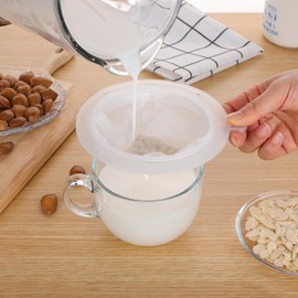 Santiccipa 4 Pcs 200 Mesh Reusable Nylon Mesh Strainer Bag for Milk, Cheese, and Cooking, Fine Plastic Sieve, Ideal Kitchen Colander Tool