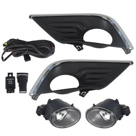TJHSM 1 Pair Fog Light Assembly Replacement for Altima 2016 2017 2018 Sedan 4-Door with Chrome Bezel+Wiring Harness+Switch | 261558990A | 261508990A | 622579HS0B | 622569HS0B