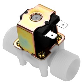 Naroote DC 12V DN20 G3/4 Plastic + Brass Solenoid Valve, Smart Water Shut Off, Normally Closed, Water Inlet Switch