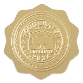 SICOHOME Gold Embossed Graduation Stickers Class of 2025 1.5" Envelope Seal Stickers 36pcs Matte Gold Seals for Certificates Diplomas Awards Graduation Envelope Seals 2025 Gold Foil Stickers