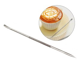 zalati Latte Art Pen 304 Stainless Steel Anti-slip Pole with Dual Tip Flat and Narrow Head for Coffee Latte DIY Making