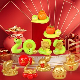 LPREUTWN 12 Pcs 2025 Miniature Snake Figures Chinese New Year Snake Resin Ornament Fairy Garden Decoration Animals for Car Dashboard Office Table Desk Chinese Zodiac Year Decoration