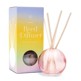 Paddywax Retro Glass Realm Collection Reed Diffuser, 4-Fluid Ounces, Green - Bamboo