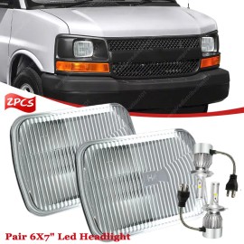 Bricologht For Chevy Express Cargo Van 1500 2500 3500 Pair 7x6 5x7 LED Headlight Hi/Lo Beam
