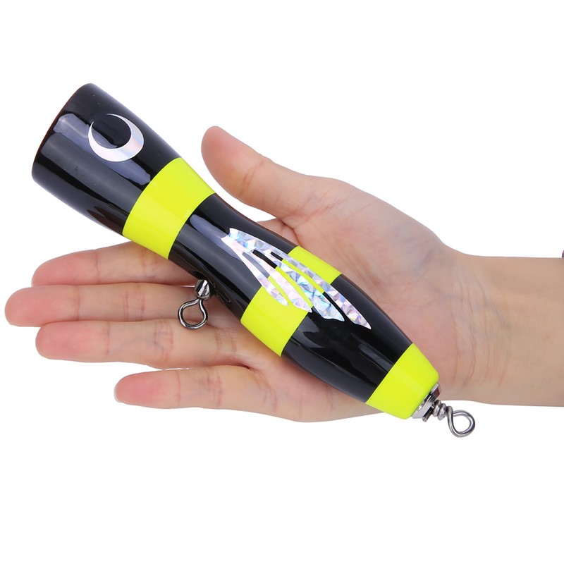 Wooden Large Artificial Popper Fish Lure Topwater Simulation Bait Sea