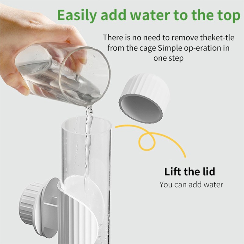 YOOSO WING 散らからない鳥用給水器、スプリングバルブ付き自動オウム給水器、インコ、オカメインコ、セキセイインコ、フィンチ、ラブバード、カナリア用の透明ケージ (白, 220ml)