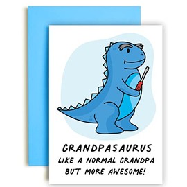 Huxters Dinosaur Birthday Card for Grandpa Grandpasaurus - A5 Happy Birthday Card with Unique Illustration and Cute Grandpa – Fathers day Card – Grandpa Card (Grandpasaurus)