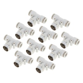 HEROFFIX Push to Connect Air Fittings 3/8" t Type Air Line Quick Joint Plastic Metal 1/2"BSPT 10 Pcs White Silver Tone