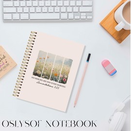 OSLYSOF Christian Wildflower Spiral Notebook, His Mercies are New Every Morning Bible Journaling Notebook, Bible Notebooks for Note Taking, Scripture Journal 5.5x8.3 Inch with 164 Pages