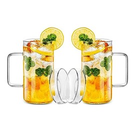 LUXU Drinking Glass 19 oz with handle (19 oz with inside lid)